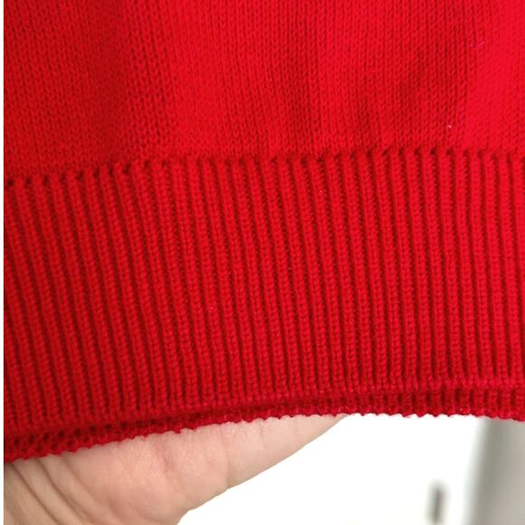 Vintage Pendleton Wms M Classic Red Cotton Knit Sweater Christmas Holiday Winter - Picture 5 of 8